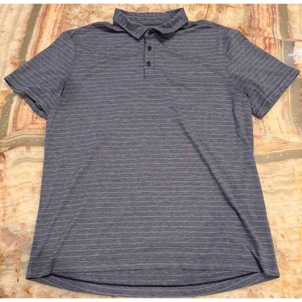 Lululemon Evolution Propel Polo Shirt Gray Striped Performance Golf L